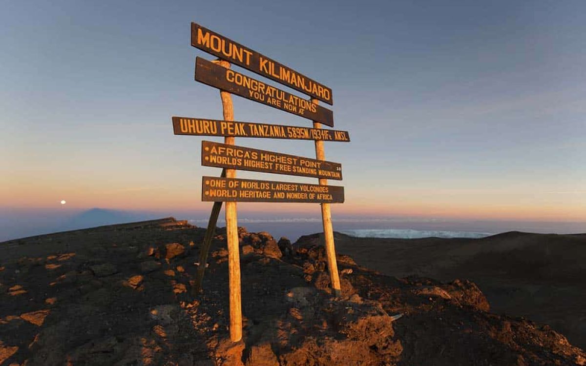 51358023 - uhuru peak highest summit on mount kilimanjaro in tanzania, africa.